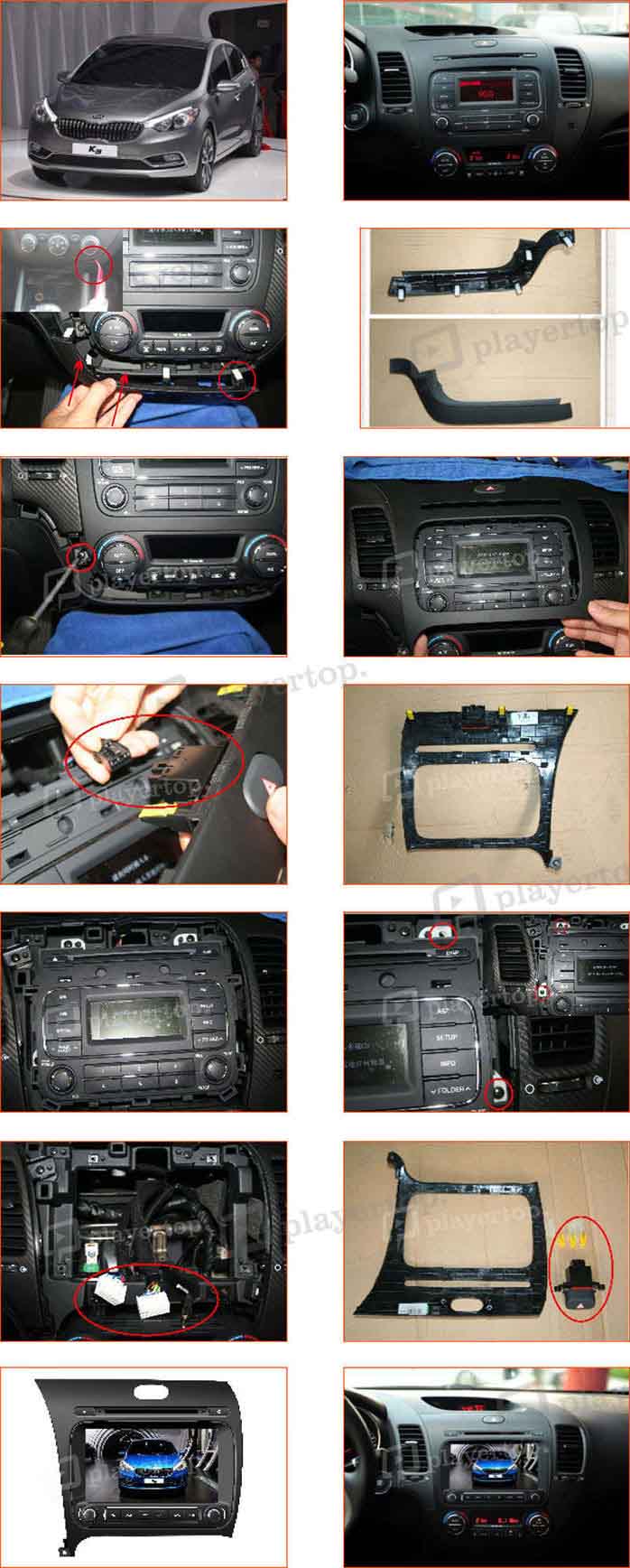 installation autoradio Kia k3 2012